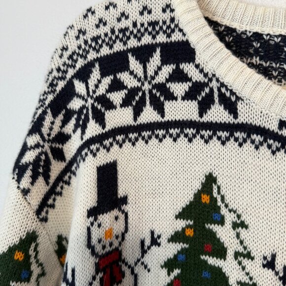Merry Christmas Snowman Candy Cane Tree Sweater XL By Daisys Boutique - Picture 4 of 8